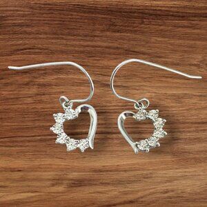 925 DL Silver Swing Heart Earrings​​​​​​​